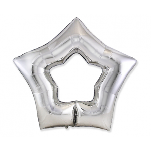 Flexmetal Fóliový balón strieborná hviezda 90 cm