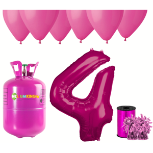 HeliumKing Hélium párty set na 4. narodeniny s ružovými balónmi
