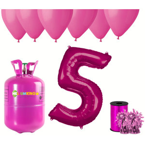 HeliumKing Hélium párty set na 5. narodeniny s ružovými balónmi