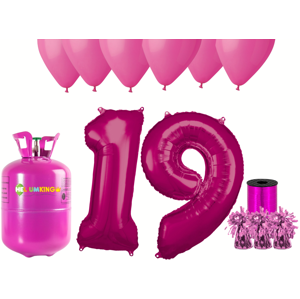 HeliumKing Hélium párty set na 19. narodeniny s ružovými balónmi