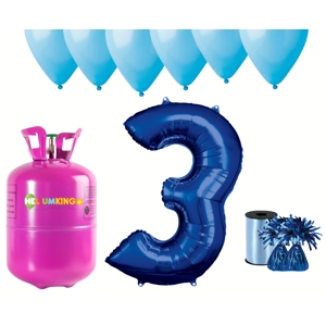 HeliumKing Hélium párty set na 3. narodeniny s modrými balónmi