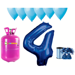 HeliumKing Hélium párty set na 4. narodeniny s modrými balónmi