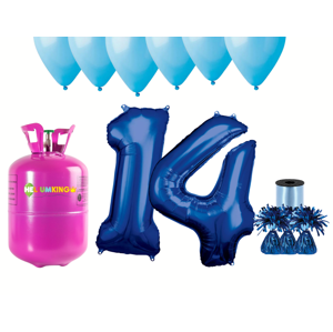 HeliumKing Hélium párty set na 14. narodeniny s modrými balónmi