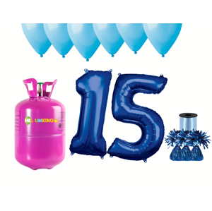 HeliumKing Hélium párty set na 15. narodeniny s modrými balónmi