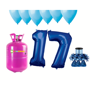 HeliumKing Hélium párty set na 17. narodeniny s modrými balónmi