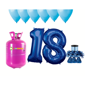 HeliumKing Hélium párty set na 18. narodeniny s modrými balónmi