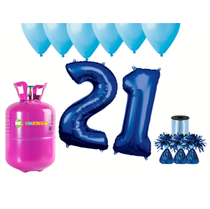HeliumKing Hélium párty set na 21. narodeniny s modrými balónmi