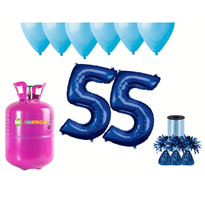 HeliumKing Hélium párty set na 55. narodeniny s modrými balónmi