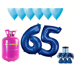 HeliumKing Hélium párty set na 65. narodeniny s modrými balónmi
