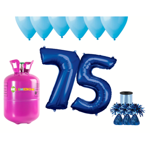 HeliumKing Hélium párty set na 75. narodeniny s modrými balónmi