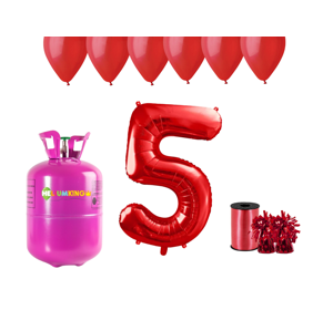 HeliumKing Hélium párty set na 5. narodeniny s červenými balónmi