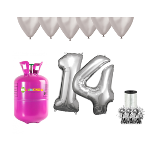 HeliumKing Hélium párty set na 14. narodeniny so striebornými balónmi