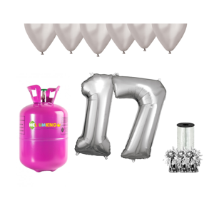 HeliumKing Hélium párty set na 17. narodeniny so striebornými balónmi