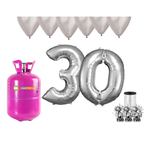 HeliumKing Hélium párty set na 30. narodeniny so striebornými balónmi