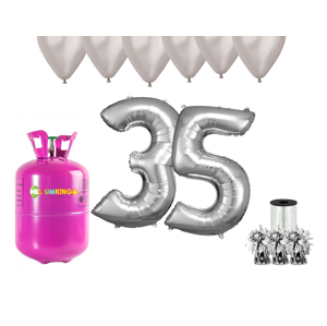 HeliumKing Hélium párty set na 35. narodeniny so striebornými balónmi