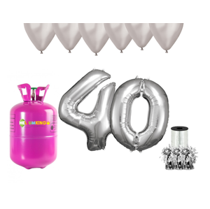 HeliumKing Hélium párty set na 40. narodeniny so striebornými balónmi