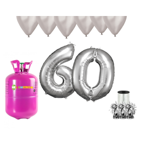 HeliumKing Hélium párty set na 60. narodeniny so striebornými balónmi