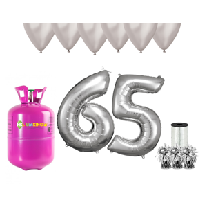HeliumKing Hélium párty set na 65. narodeniny so striebornými balónmi