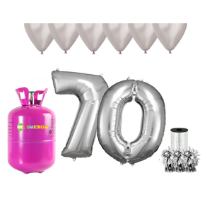 HeliumKing Hélium párty set na 70. narodeniny so striebornými balónmi