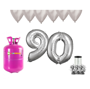 HeliumKing Hélium párty set na 90. narodeniny so striebornými balónmi