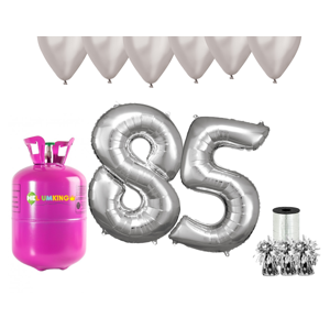 HeliumKing Hélium párty set na 85. narodeniny so striebornými balónmi