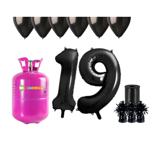 HeliumKing Hélium párty set na 19. narodeniny s čiernymi balónmi