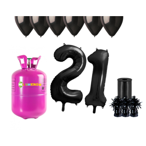 HeliumKing Hélium párty set na 21. narodeniny s čiernymi balónmi