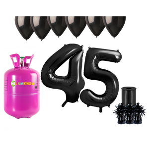 HeliumKing Hélium párty set na 45. narodeniny s čiernymi balónmi