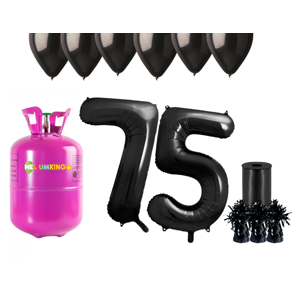 HeliumKing Hélium párty set na 75. narodeniny s čiernymi balónmi