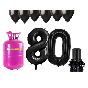 HeliumKing Hélium párty set na 80. narodeniny s čiernymi balónmi