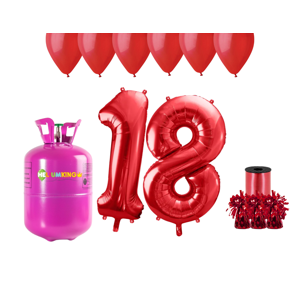 HeliumKing Hélium párty set na 18. narodeniny s červenými balónmi