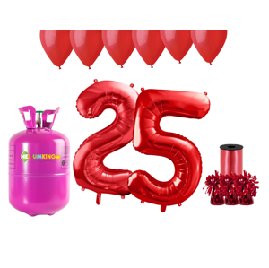 HeliumKing Hélium párty set na 25. narodeniny s červenými balónmi