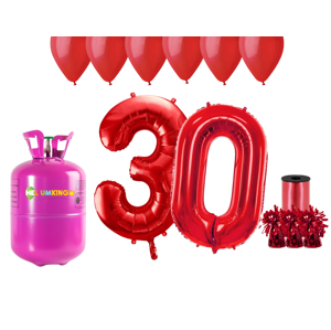 HeliumKing Hélium párty set na 30. narodeniny s červenými balónmi
