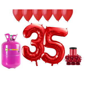 HeliumKing Hélium párty set na 35. narodeniny s červenými balónmi