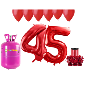 HeliumKing Hélium párty set na 45. narodeniny s červenými balónmi