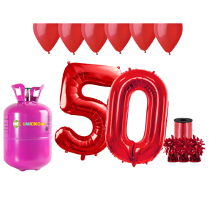 HeliumKing Hélium párty set na 50. narodeniny s červenými balónmi