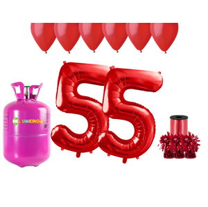 HeliumKing Hélium párty set na 55. narodeniny s červenými balónmi