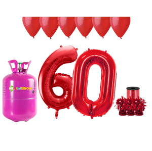 HeliumKing Hélium párty set na 60. narodeniny s červenými balónmi