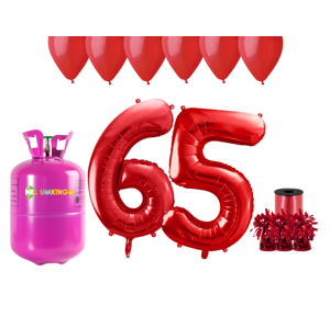 HeliumKing Hélium párty set na 65. narodeniny s červenými balónmi