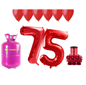HeliumKing Hélium párty set na 75. narodeniny s červenými balónmi