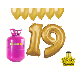 HeliumKing Hélium párty set na 19. narodeniny so zlatými balónmi