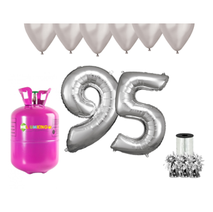 HeliumKing Hélium párty set na 95. narodeniny so striebornými balónmi