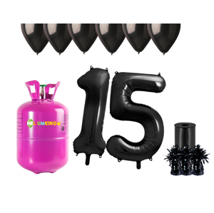 HeliumKing Hélium párty set na 15. narodeniny s čiernymi balónmi