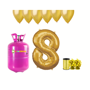 HeliumKing Hélium párty set na 8. narodeniny so zlatými balónmi