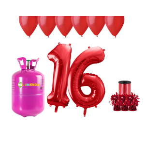 HeliumKing Hélium párty set na 16. narodeniny s červenými balónmi