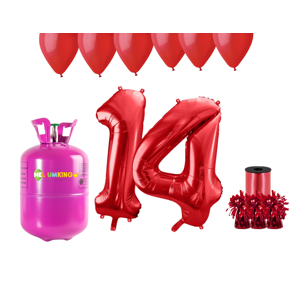 HeliumKing Hélium párty set na 14. narodeniny s červenými balónmi