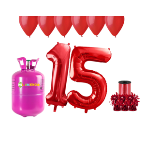 HeliumKing Hélium párty set na 15. narodeniny s červenými balónmi