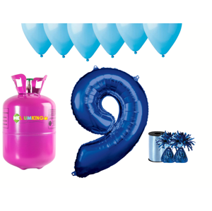 HeliumKing Hélium párty set na 9. narodeniny s modrými balónmi
