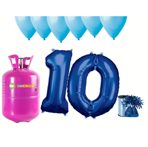 HeliumKing Hélium párty set na 10. narodeniny s modrými balónmi