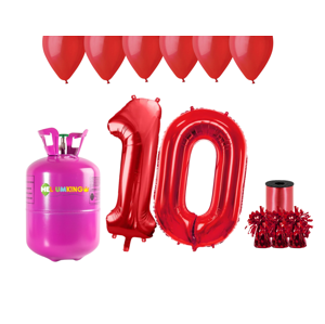 HeliumKing Hélium párty set na 10. narodeniny s červenými balónmi